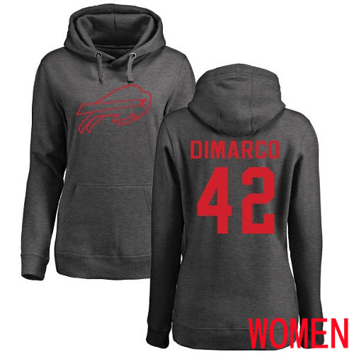 NFL Women Buffalo Bills #42 Patrick DiMarco Ash One Color Pullover Hoodie Sweatshirt